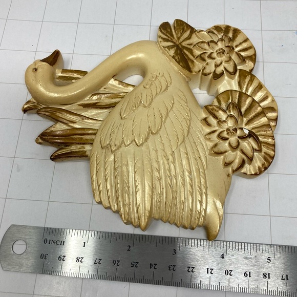 Incredible Swan Chalkware Set 1987 Miller Studio Cream / Gold / 2pcs Set - Picture 12 of 14